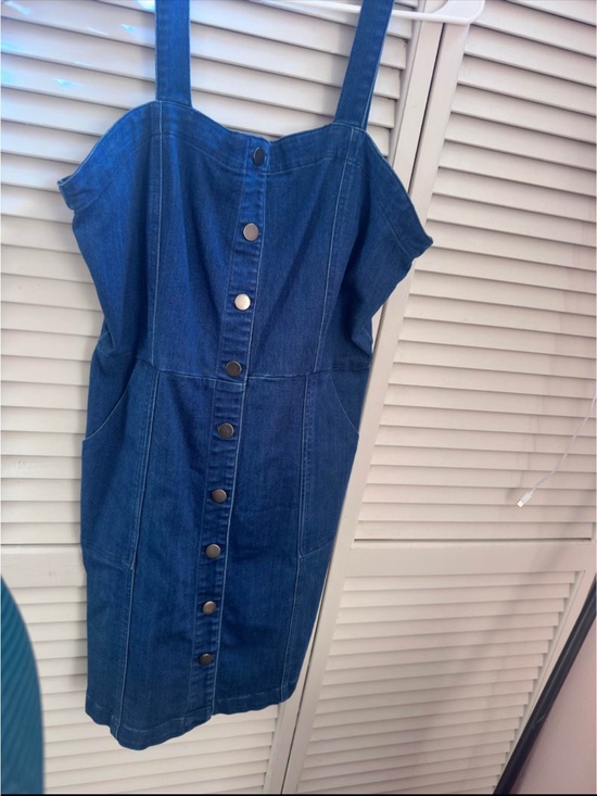 Dresses & Skirts - Denim Button-Front Strap Dress in Blue
